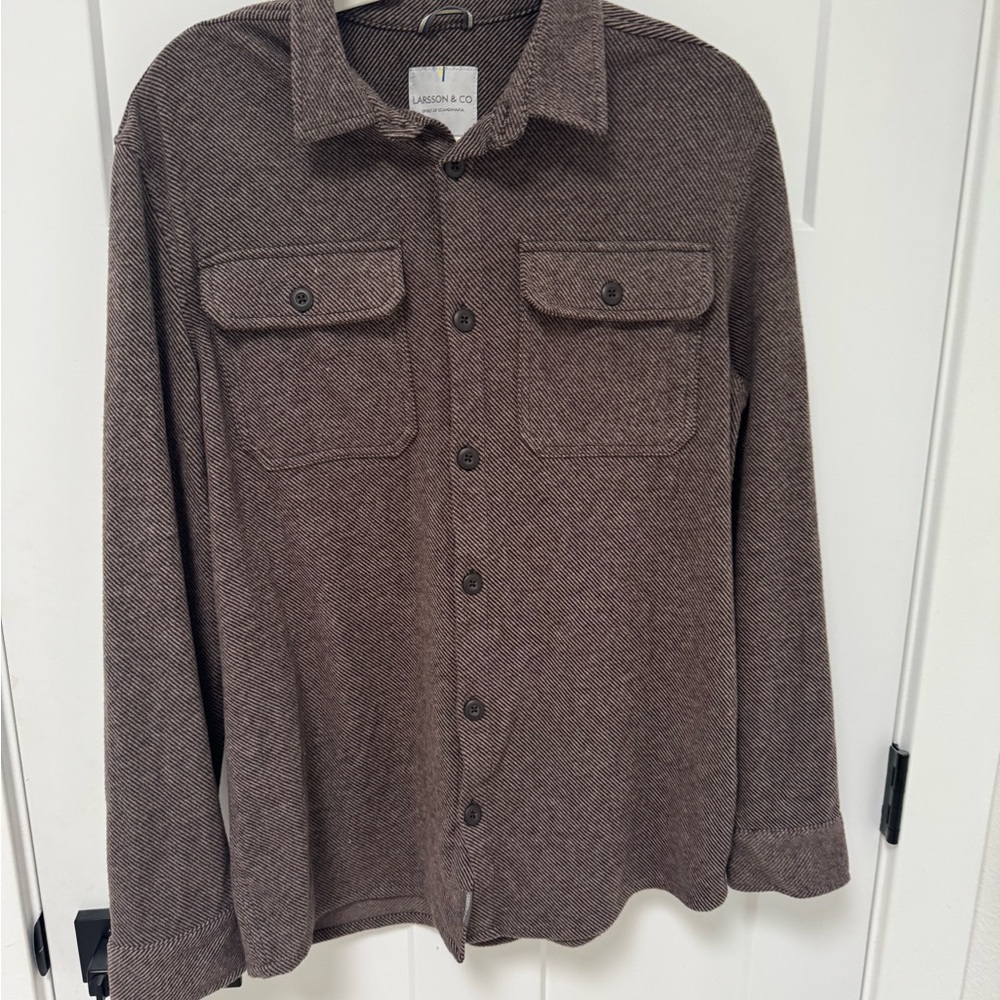 Heather Brown Button-Up flannel like shirt